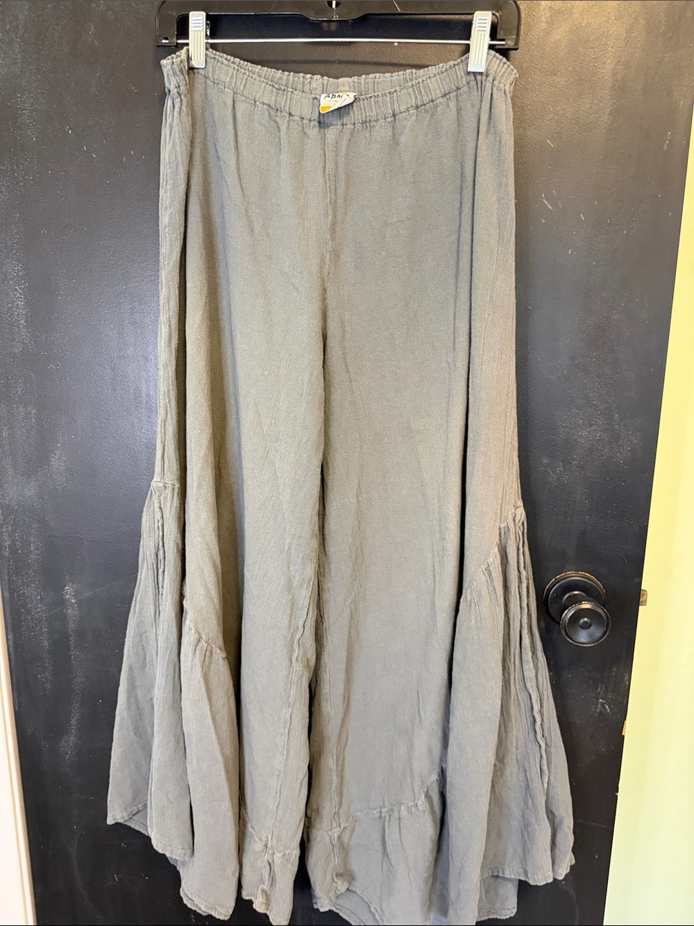 Abaca Grey Cotton Gauze Wide Leg Flowy Beach Pants Size 2 (Fits L/XL)